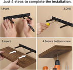 INHABIT UNION Walnut Floating Shelves for Wall, 24 in Wall Mounted Shelves Perfect for Bedroom, Bathroom, Living Room and Kit