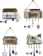 SRIWATANA Rustic Mail Holder Organizer, Key Holder Wall Mount Mail Sorter for Hallway Foyer and Home Decoration - Carbonized 