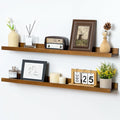 Picture Ledge Shelf for Wall, 36 inch Solid Ash Wood Nursery Book Shelves 2 Packs, Floating Shelves for Kids' Room Bedroom Ba