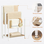 HOOBRO Free Standing Towel Rack, 3 Tier Blanket Rack, Blanket Holder for Bathroom, 16.9" L x 11" W x 31.9" H, Industrial Meta