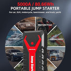 DBPOWER 5000A/80.66Wh Portable Car Jump Starter (UP to 8.0L Gas/6.5L Diesel Engines) 12V Auto Lithium-Ion Battery Booster