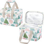 VENO 2 Pack Cooler Bag, Insulated Grocery Bags, Collapsible Cooler, Reusable Shopping Bags for Groceries, Water Resistant, Zippered, 2.5 Gallon (Pastel Forest)