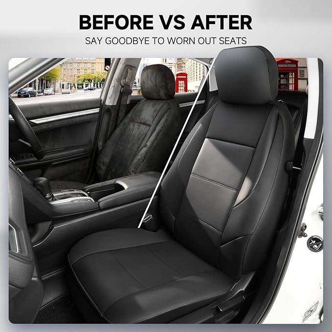 GIANT PANDA Front Car Seat Covers Custom Fit for Toyota Rav4 Camry Highlander Corolla Prius Corolla Cross Venza Avalon, Faux 