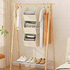 Hanging Closet Organizer 3 Shelf Collapsible Fabric Closet Organizers and Storage Hanging with Mesh Pocket for Clothes, Hangi