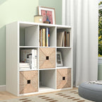 CTESNE【2026 Wooden Thick Frame 9 Cube Storage Organizer Shelf with Anti-Tipping Kits + Reversible Open Back Bookcase, Horizon