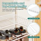 SUFAUY 3 Tier 33" Wide White Metal Shoe Rack for Closet, Stackable