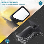 Right Passenger Side Door Mirror Compatible With 2021-2026 Ford F150 With Manual Folding Heated Blind Spot Turn Signal Light Temperature Sensors Matte Black Replace#ML3Z17682TA (11Pins)