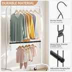 STORAGE MANIAC Hanging Closet Rod, Adjustable Width and Height Closet Hanging Organizer, Space-Saving Clothes Hanging Bar, Cl