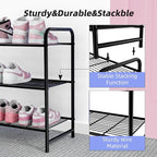 Ekisemio 3-Tier Long Metal Shoe Rack, Wide Stackable Shoe Organizer for Closet & Entryway, with Sturdy Wire Grid Storage Shel