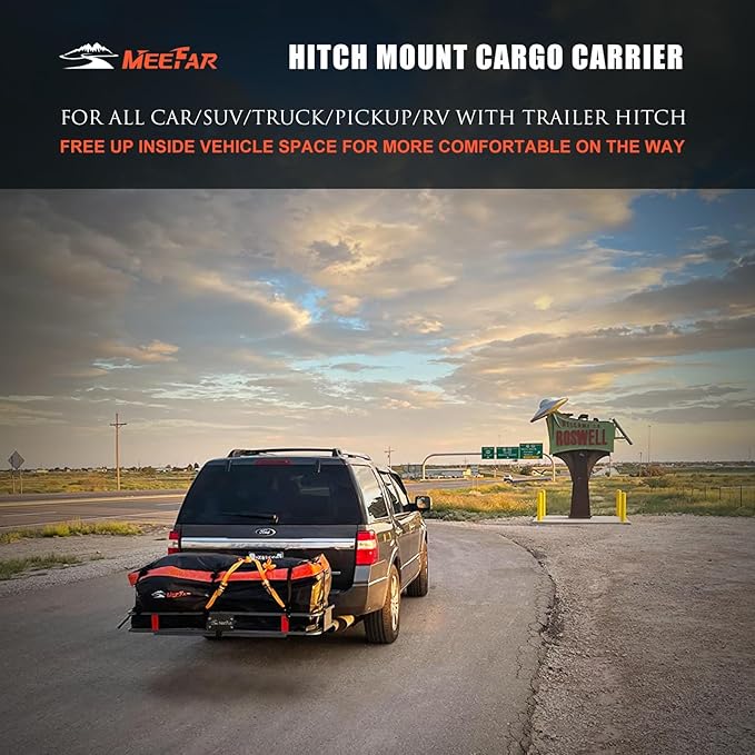 Hitch Mount Cargo Carrier Basket 53"*19"*5"+Waterproof Bag 9 Cubic Feet(51"*17"*18"),and Cargo Net with Attachment Hooks,Ratchet Straps,Hitch Stabilizer.500 Lbs Capacity,fit 2" Receiver