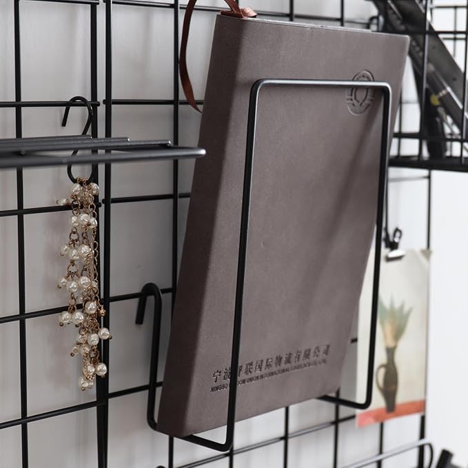 Metal Mesh Wall Grid Panel Hanging Basket,Display Shelf,Pen Holder,Hooks Rack,Bookshelf,Decorative Desk Storage Organizer for