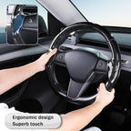 Steering Wheel Cover for 2017-2023 Tesla Model 3 2020-2024 Tesla Model Y, Carbon Fiber Steering Wheel Cover for Tesla Model 3/Y Accessories, Glossy Black