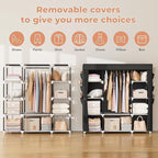 VTRIN Portable Closet Wardrobe for Hanging Clothes 57.3 Inch Large Capacity Clothes Rack with Cover, 10 Storage Organizer She