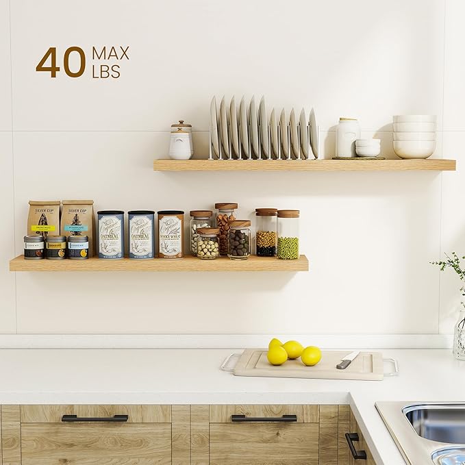 Dreamland 40Inch Floating Shelves for Wall, Rustic Wooden Storage Shelf for Living Room, Kitchen, Farmhouse, Wall Mounted Dis
