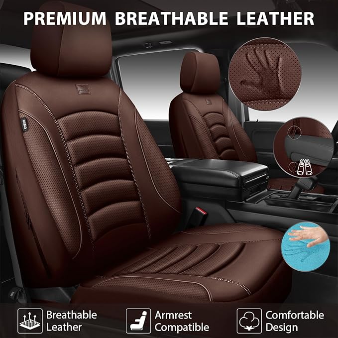 CAR PASS 3D Foam PU Leather Car Seat Covers, Universal Seat Covers Full Sets for Trucks SUV Sedan Automotive Seat Covers Armr