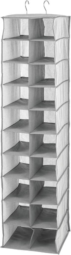 mDesign Soft Fabric Closet Organizer - Holds Shoes, Handbags, Clutches, Accessories - Large, 20 Shelf Over Rod Hanging Storag