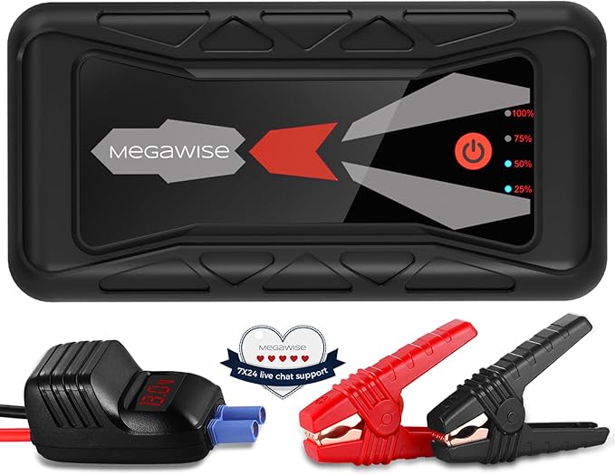 MEGAWISE 1500A Peak 16800mAh Car Battery Jump Starter Booster (up to 7L Gas or 5L Diesel Engines), 12V Portable Power with
