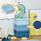 Qaba 3 Tier Kids Storage Unit, Toy Organizers and Storage with 3 Drawer Chest for Kids Bedroom Nursery Kindergarten Living Ro