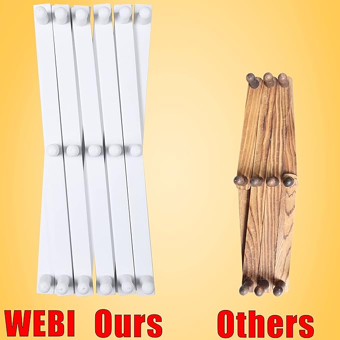 WEBI Accordion Wall Hanger,Expandable Wooden Hat Rack for Wall Mounted Coat Rack,Accordion Hat Hooks Holder for Baseball Caps
