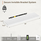 Vivelove 10 in Deep Floating Shelves for Wall, 30" x 10.2" x 1.5" Shelves for Room Wall Mounted, 1.5 Inch Thick Shelf for Bat