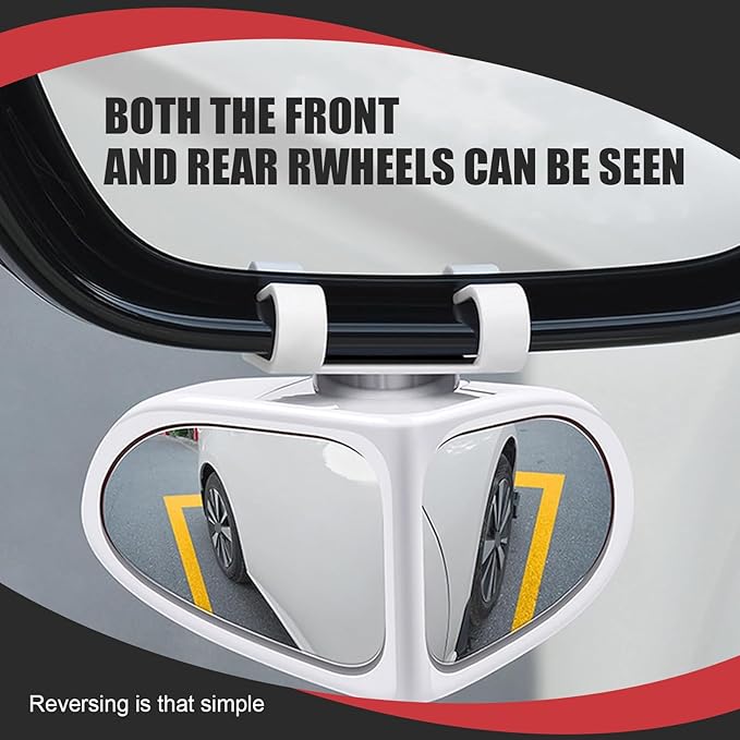 2 PCS Car Blind Spot Mirror, 360 Degree Adjustable Wide Angle Mirror, Double-sided Large Field HD Glass Auxiliary for Free Reversing, Self-adhesive Waterproof Specular Accessories (Black)