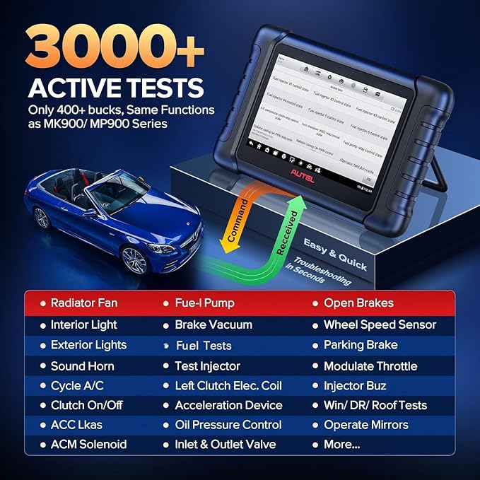 Autel Scanner MaxiCheck MX808S, 2026 US Ver. of MaxiCOM MK808S/ MK808Z, Bidirectional 11OS as MX900 MK900 MK900BT, 3000+