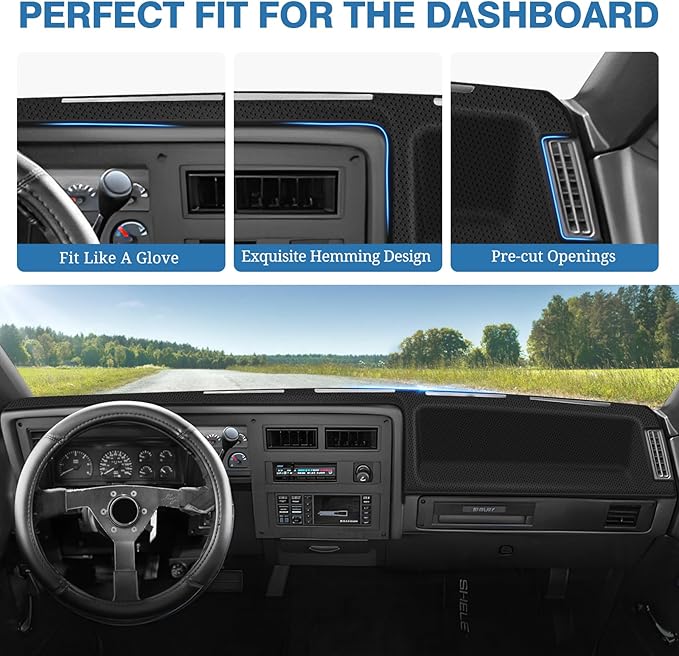 FIILINES Dash Cover for Dodge Dakota 1987-1996, Dashboard Mat Accessories Dash Cover Sunshade Nonslip Mesh Protector No Glare