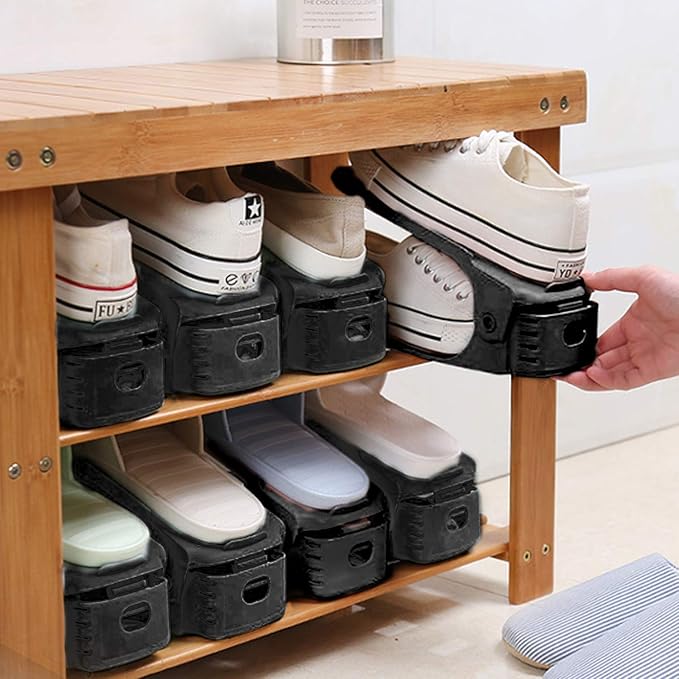 Neprock Shoe Rack Shoe Organizer Space-Saving Storage Shoe Organizer for Closet,Shoe Stacker Shoe Slots Space Saver Double St