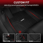 LASFIT Floor Mats for 10th Gen Honda Accord 2022 2021 2020 2019 2018 Sedan (Gasoline & Hybrid), All Weather TPE Custom Fit Anti-Slip Full Coverage Floor Liners,1st & 2nd Row, Black