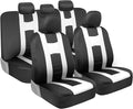 carXS Seat Covers for Cars Full Set, Black & White Car Seat Covers with Matching Rear Bench Cover, Universal Fit for Most Aut