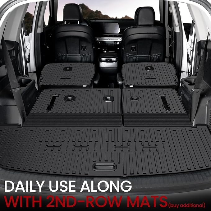 Cargo Mat with Backrest Mats for 2020-2025 Kia Telluride 7/8 Passenger Car Mats Accessories, All Weather TPE Interior Protectors Cargo Liner Trunk Mat(Cargo Mat with Backrest Mats)