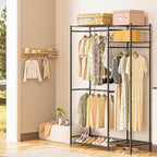 Neprock Portable Closets for Hanging Clothes, Freestanding Clothing Rack with 3 Hang Rods & 5 Shelves, Metal Wardrobe Garment