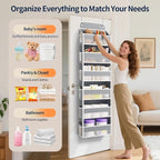 Yecaye Over Door Organizer, 60 lbs Load Capacity, Metal Hanging Storage with 6 Shelves for Toys, Bathroom, Nursery, Dorm Room