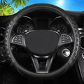Car Leather Steering Wheel Cover - Carbon Fibre Material, Universal 14.5-15 Inch Leather Anti-Slip Breathable Auto Steering W