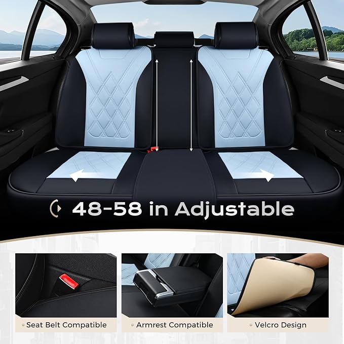 Coverado Car Seat Covers Full Set, Seat Covers for Cars, Front Seat Covers and Back Seat Cover Waterproof Leather Automotive 