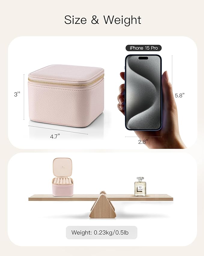 VLANDO Gifts for Teachers,Jewelry Box with 6 Velvet Jewelry Bags Travel Jewelry Storage for Women Girl Jewelry Organizer Neck