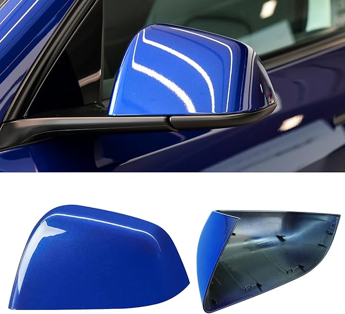 Jaronx Compatible with Tesla Model Y Side Mirror Cover Replacement 2020 2021 2022 2023 2024, Left Driver Side Door Wing Blue Rearview Mirror Cover Cap for Tesla Model Y Accessories