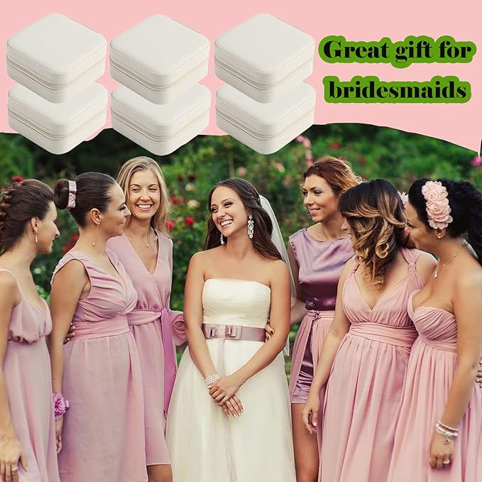 Travel Jewelry Case Bridesmaid Gifts Box,12 Pack Small Jewelry Box Mini Jewelry Organizer,PU Leather Portable Earring Storage