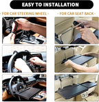 Car Steering Wheel Tray Multi-Functional Back Seat Headrest Tray Black Car Desk for Laptop Working Writing Eating Food Drinking with Extended Drawer