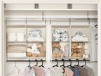 StorageWorks Hanging Closet Organizer with Metal Rod, 4-Section Closet Organizers and Storage, Collapsible Hanging Shelves fo