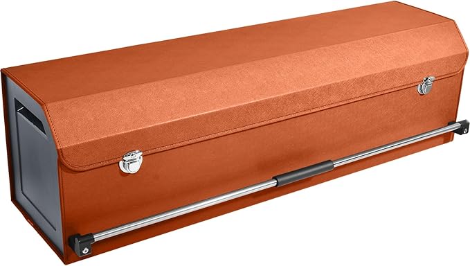 Car Trunk Organizer, Collapsible Sturdy Trunk Storage Container with Lid and Handle Large Leather Car Trunk Storage (Orange, 39