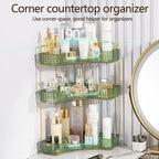 shuang qing 3-Tier Corner Bathroom Counter Organizer – Classic Storage Shelf for Makeup, Perfume & Toiletries, Space-Saving C