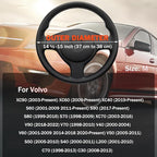 XHRING Car Steering Wheel Cover for Volvo XC90 XC60 S60 XC40 S90 S80 S70 XC70 V90 V70 V60 V50 V40 S50 S40 L200 C70 C30 T5 Momentum B5 R-Design T8 Recharge Accessories, Leather Black 14 ½''-15''