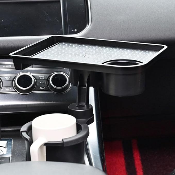 Vehicle-Mounted Multifunctional Water Cup Holder Tray Black Adjustable Cup Holder Dining Plate Expandable Bracket Storage Spa