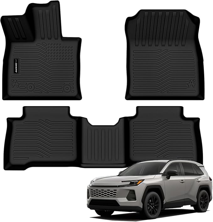 Auxko All Weather Floor Mats for Toyota rav4 Hybrid 2026 TPE Rubber Liners Accessory for Toyota rav4 Hybrid 2026 Odorless Anti-Slip Mats Black