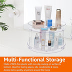 Amazon Basics 2 Tier Lazy Susan Turntable Organizer for Condiments, 12" Diameter, Clear