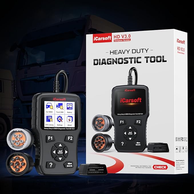 iCarsoft Heavy Duty Truck Scanner HD V3.0 All System Diesel Diagnostic Scan Tool Battery Test Code Reader for Freightliner,