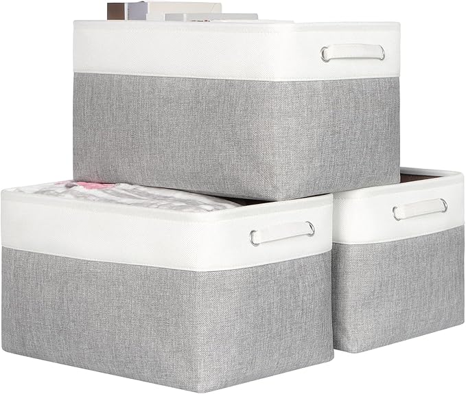 Kntiwiwo Foldable Storage Bin Collapsible Fabric Storage Basket Cube with Durable Handles Closet Organizer Bins for Organizin