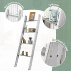 Tangkula 4-Tier Wooden Blanket Ladder, 4.5 ft Farmhouse Storage Rack, Wall Leaning Ladder Shelf Stand, Decorative Blanket She