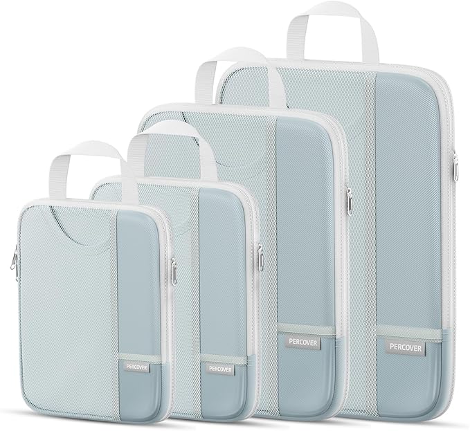 Percover Compression Packing Cubes 4-Piece Set, Packing Cubes Compression for Travel with Label Pockets, Travel Organizer for